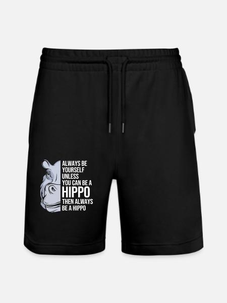 Hippopotamus - Stanley/Stella Trainer Unisex Organic Jogging Shorts - black