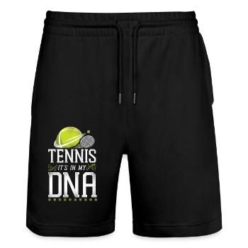 Funny Tennis Player Racket Tennis - Stanley/Stella Trainer Unisex Organic Jogging Shorts - black - Front - Nik (191cm) & Marisol (170cm)