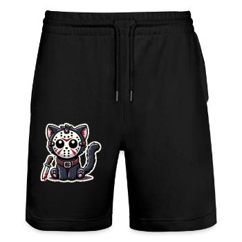 Mignon chat tueur en costume d’Halloween - Short de jogging bio TRAINER Stanley/Stella unisexe - noir - Devant - Nik (191cm) & Marisol (170cm)
