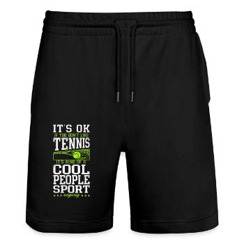 Funny Tennis Player Racket It's Ok - Stanley/Stella Trainer Unisex Organic Jogging Shorts - black - Front - Nik (191cm) & Marisol (170cm)