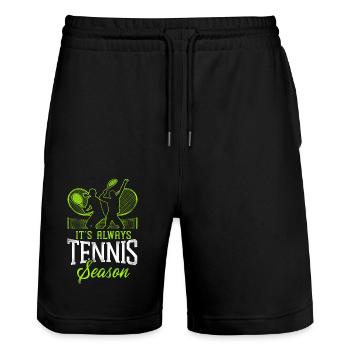 Funny Tennis Player Racket It's - Stanley/Stella Unisex Bio Joggingshorts Trainer  - Schwarz - Vorne - Nik (191cm) & Marisol (170cm)