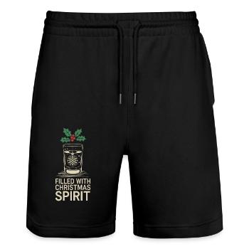 Gefüllt Mit Weihnachtsstimmung Glas und Schmuck - Stanley/Stella Unisex Bio Joggingshorts Trainer  - Schwarz - Vorne - Nik (191cm) & Marisol (170cm)