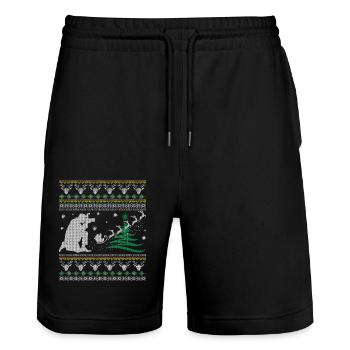 Funny Photographer Christmas - Stanley/Stella Trainer Unisex Organic Jogging Shorts - black - Front - Nik (191cm) & Marisol (170cm)