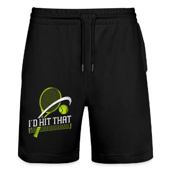 Funny Tennis Player Racket I'd Hit - Stanley/Stella Trainer Unisex Organic Jogging Shorts - black - Front - Nik (191cm) & Marisol (170cm)