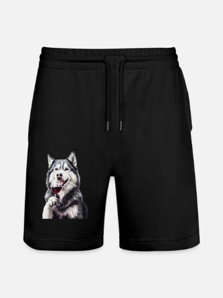 Siberian Husky - Stanley/Stella Trainer Unisex Organic Jogging Shorts - black