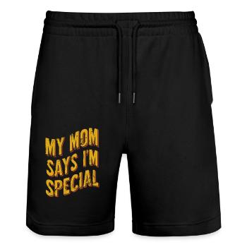 Ma maman dit que je suis spéciale - Short de jogging bio TRAINER Stanley/Stella unisexe - noir - Devant - Nik (191cm) & Marisol (170cm)