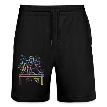 Course de haies Course d’obstacles Courses de haies pour enfants - Short de jogging bio TRAINER Stanley/Stella unisexe - noir - Devant - Nik (191cm) & Marisol (170cm)