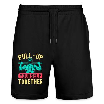 Fitness Fanatics Pull-Up Yourself Together - Stanley/Stella Trainer Unisex Organic Jogging Shorts - black - Front - Nik (191cm) & Marisol (170cm)