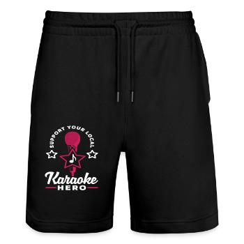 Unterstützt Euren Lokalen Karaoke Hero - Stanley/Stella Unisex Bio Joggingshorts Trainer  - Schwarz - Vorne - Nik (191cm) & Marisol (170cm)