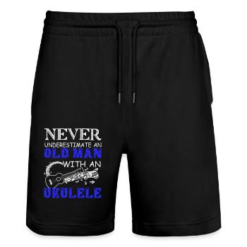 Never Underestimate An Old Man With An Ukulele - Stanley/Stella Trainer Unisex Organic Jogging Shorts - black - Front - Nik (191cm) & Marisol (170cm)