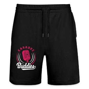 Karaoke Buddies Mikrofon Retro Stil - Stanley/Stella Unisex Bio Joggingshorts Trainer  - Schwarz - Vorne - Nik (191cm) & Marisol (170cm)