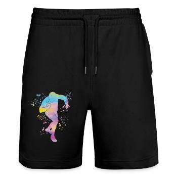 Lanceur de poids Colorsplash Lancer de poids - Short de jogging bio TRAINER Stanley/Stella unisexe - noir - Devant - Nik (191cm) & Marisol (170cm)