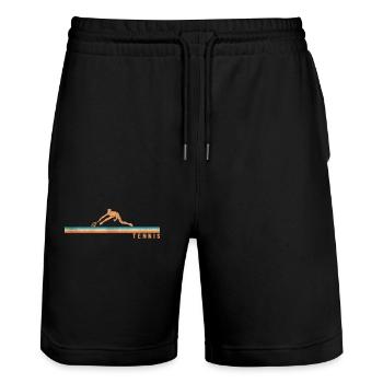 Funny Tennis Player Racket Retro - Stanley/Stella Unisex Bio Joggingshorts Trainer  - Schwarz - Vorne - Nik (191cm) & Marisol (170cm)