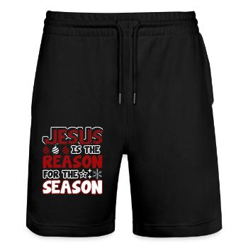 Christmas Jesus Is The Reason For The Season - Stanley/Stella Trainer Unisex Organic Jogging Shorts - black - Front - Nik (191cm) & Marisol (170cm)