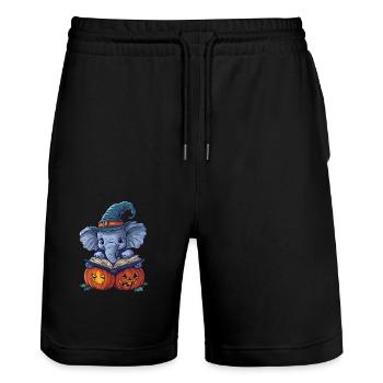 Elephant Halloween Gift Women Men Kids - Stanley/Stella Trainer Unisex Organic Jogging Shorts - black - Front - Nik (191cm) & Marisol (170cm)