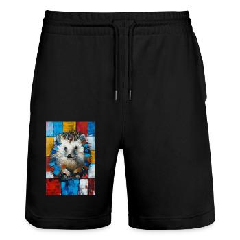 Hedgehog - Stanley/Stella Trainer Unisex Organic Jogging Shorts - black - Front - Nik (191cm) & Marisol (170cm)