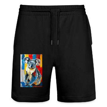 Koala - Short de jogging bio TRAINER Stanley/Stella unisexe - noir - Devant - Nik (191cm) & Marisol (170cm)
