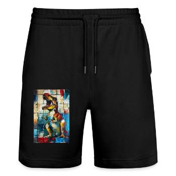 T-Rex - Short de jogging bio TRAINER Stanley/Stella unisexe - noir - Devant - Nik (191cm) & Marisol (170cm)