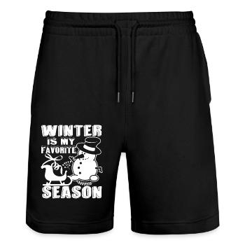 Christmas Winter Is My Favorite Season - Stanley/Stella Trainer Unisex Organic Jogging Shorts - black - Front - Nik (191cm) & Marisol (170cm)