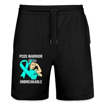 Pcos-Bewusstsein - Stanley/Stella Unisex Bio Joggingshorts Trainer  - Schwarz - Vorne - Nik (191cm) & Marisol (170cm)