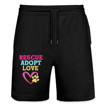 Sauvetage canin Droits des animaux Refuge pour animaux de sauvetage des animaux - Short de jogging bio TRAINER Stanley/Stella unisexe - noir - Devant - Nik (191cm) & Marisol (170cm)