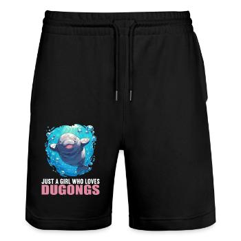 Seekuh Dugongs Dugong - Stanley/Stella Unisex Bio Joggingshorts Trainer  - Schwarz - Vorne - Nik (191cm) & Marisol (170cm)