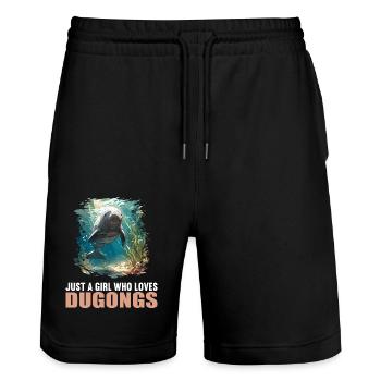 Seekuh Dugongs Dugong - Stanley/Stella Unisex Bio Joggingshorts Trainer  - Schwarz - Vorne - Nik (191cm) & Marisol (170cm)
