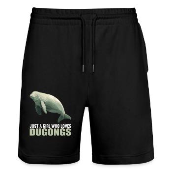 Seekuh Dugongs Dugong - Stanley/Stella Unisex Bio Joggingshorts Trainer  - Schwarz - Vorne - Nik (191cm) & Marisol (170cm)