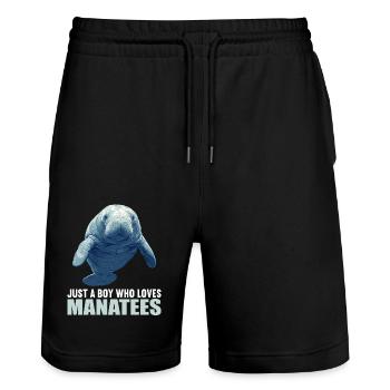 Seekuh Manatees Manatee - Stanley/Stella Trainer Unisex Organic Jogging Shorts - black - Front - Nik (191cm) & Marisol (170cm)