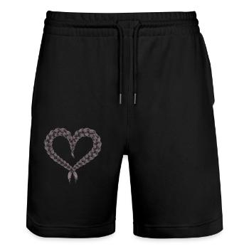 Cable Knit Heart Cable Knit Frame - Stanley/Stella Trainer Unisex Organic Jogging Shorts - black - Front - Nik (191cm) & Marisol (170cm)