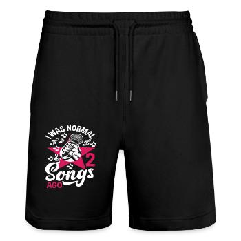 Ich War Vor 2 Liedern Normal - Stanley/Stella Unisex Bio Joggingshorts Trainer  - Schwarz - Vorne - Nik (191cm) & Marisol (170cm)
