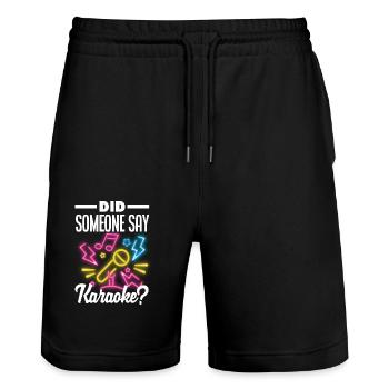 Hat Jemand Karaoke Gesagt? - Stanley/Stella Unisex Bio Joggingshorts Trainer  - Schwarz - Vorne - Nik (191cm) & Marisol (170cm)
