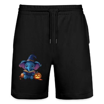Elephant Halloween Gift Women Men Kids - Stanley/Stella Trainer Unisex Organic Jogging Shorts - black - Front - Nik (191cm) & Marisol (170cm)