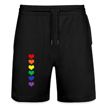 Pride Regenbiogen Heart Rainbow Lgbtq JGA Gay Gift - Stanley/Stella Unisex Bio Joggingshorts Trainer  - Schwarz - Vorne - Nik (191cm) & Marisol (170cm)