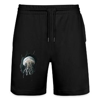 Qualle - Stanley/Stella Unisex Bio Joggingshorts Trainer  - Schwarz - Vorne - Nik (191cm) & Marisol (170cm)
