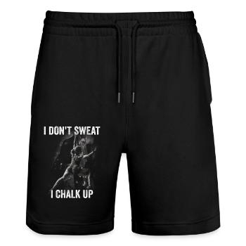 Ich Schwitze Nicht, Ich Kreide Boulder - Stanley/Stella Unisex Bio Joggingshorts Trainer  - Schwarz - Vorne - Nik (191cm) & Marisol (170cm)