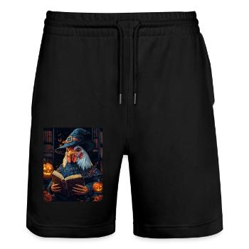 Cadeau d’Halloween Femmes Coq Hommes Enfants Décoration - Short de jogging bio TRAINER Stanley/Stella unisexe - noir - Devant - Nik (191cm) & Marisol (170cm)