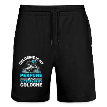 Chlor ist mein Parfüm und Victory ist mein Eau de Cologne W - Stanley/Stella Unisex Bio Joggingshorts Trainer  - Schwarz - Vorne - Nik (191cm) & Marisol (170cm)