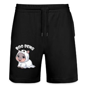 Niedliches Hippo Boo Deng Kostüm für Kinder - Stanley/Stella Unisex Bio Joggingshorts Trainer  - Schwarz - Vorne - Nik (191cm) & Marisol (170cm)