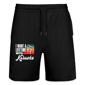 Ich Will Ein Leben Lang Karaoke Singen - Stanley/Stella Unisex Bio Joggingshorts Trainer  - Schwarz - Vorne - Nik (191cm) & Marisol (170cm)