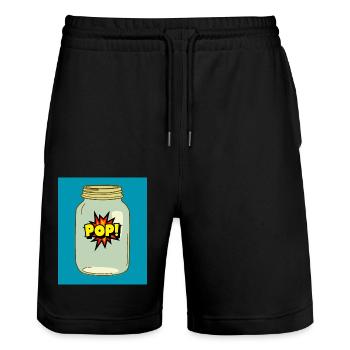 Pop! in a Jar – Fun Comic Style Design - Stanley/Stella Trainer Unisex Organic Jogging Shorts - black - Front - Nik (191cm) & Marisol (170cm)