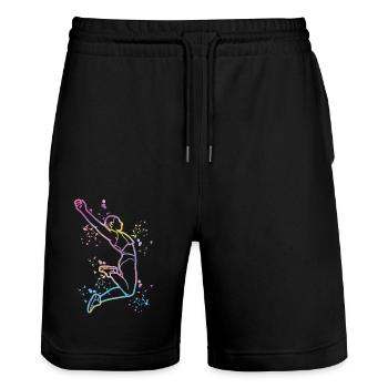 Long Jumpers Long Jump Kids Long Jump - Stanley/Stella Trainer Unisex Organic Jogging Shorts - black - Front - Nik (191cm) & Marisol (170cm)