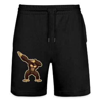Singe Chimpanzé Gorille Dabbing Ape - Short de jogging bio TRAINER Stanley/Stella unisexe - noir - Devant - Nik (191cm) & Marisol (170cm)