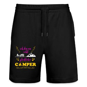 Camping Real Happy Camper Cadeau Femme - Short de jogging bio TRAINER Stanley/Stella unisexe - noir - Devant - Nik (191cm) & Marisol (170cm)