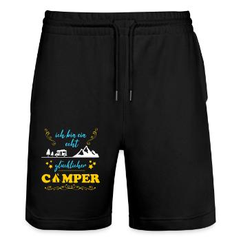 Camping Really Happy Camper Cadeau Homme - Short de jogging bio TRAINER Stanley/Stella unisexe - noir - Devant - Nik (191cm) & Marisol (170cm)
