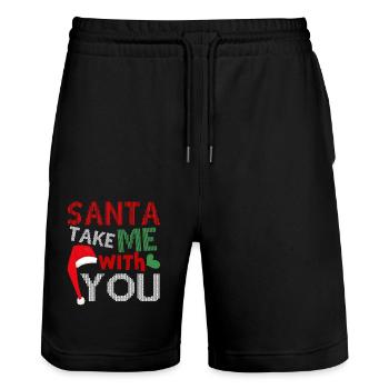 Christmas Santa Take Me With You - Stanley/Stella Trainer Unisex Organic Jogging Shorts - black - Front - Nik (191cm) & Marisol (170cm)