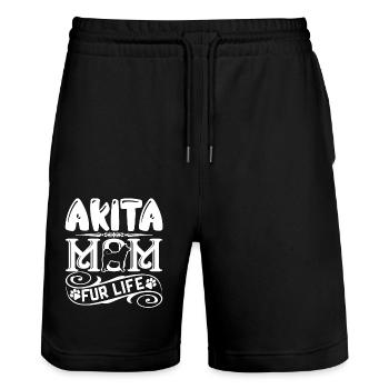 Akita Akita Mom Fur Life - Stanley/Stella Trainer Unisex Organic Jogging Shorts - black - Front - Nik (191cm) & Marisol (170cm)