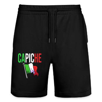 Italien Italie Italie - Short de jogging bio TRAINER Stanley/Stella unisexe - noir - Devant - Nik (191cm) & Marisol (170cm)