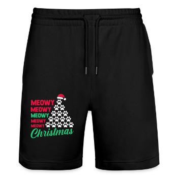 Père Noël Fête de Noël Noël Chats - Short de jogging bio TRAINER Stanley/Stella unisexe - noir - Devant - Nik (191cm) & Marisol (170cm)
