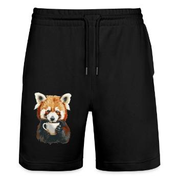 Petit panda - Short de jogging bio TRAINER Stanley/Stella unisexe - noir - Devant - Nik (191cm) & Marisol (170cm)